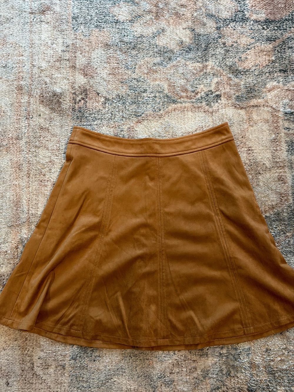 LOFT A-Line Faux-Suede Skirt in Warm Chestnut